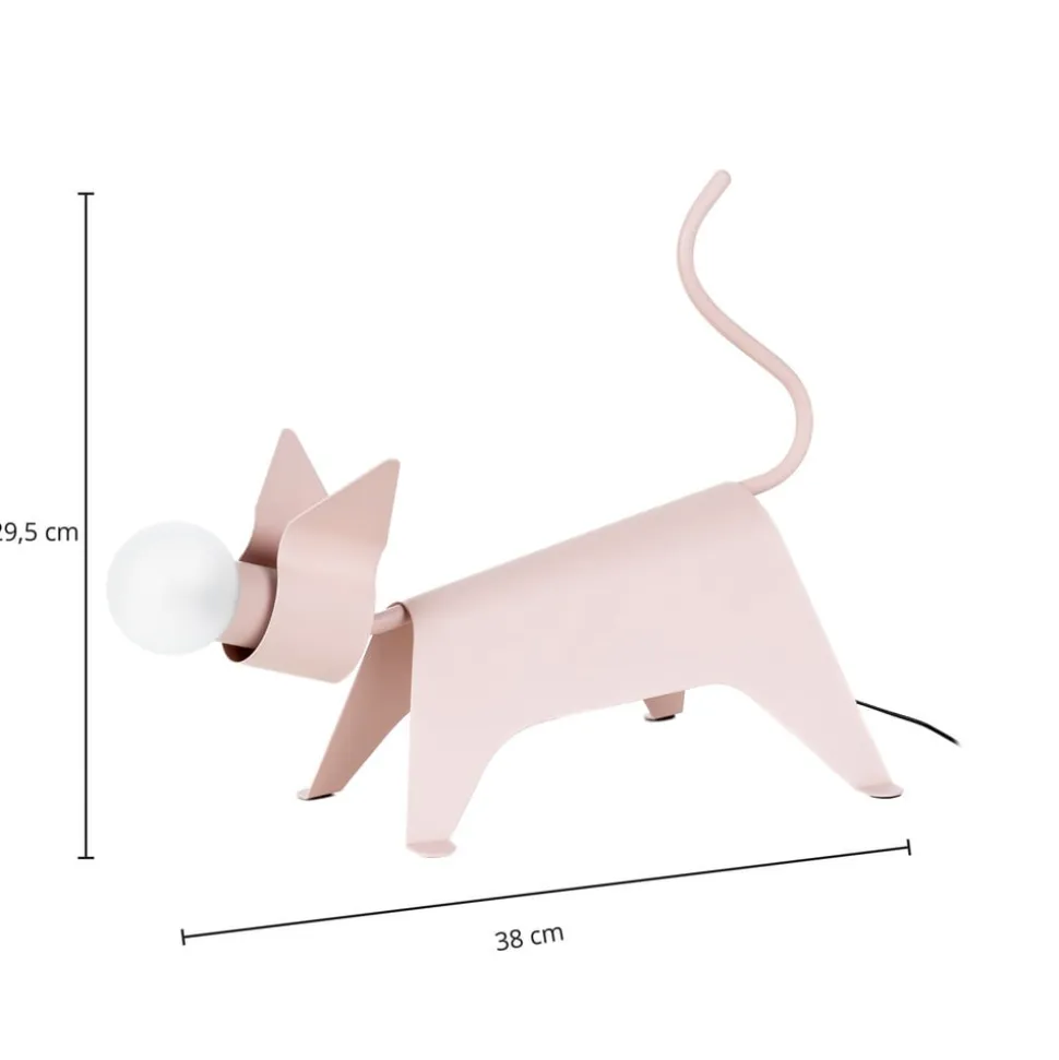 Lucande bordlampe Idalina, kat, pink, jern, 38 cm