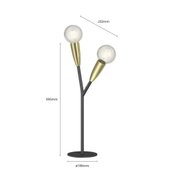 Lucande Carlea bordlampe, 2 lyskilder sort-messing
