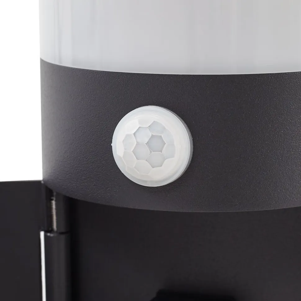 Lucande Corban sokkellampe, grå, sensor, udtag, IP44