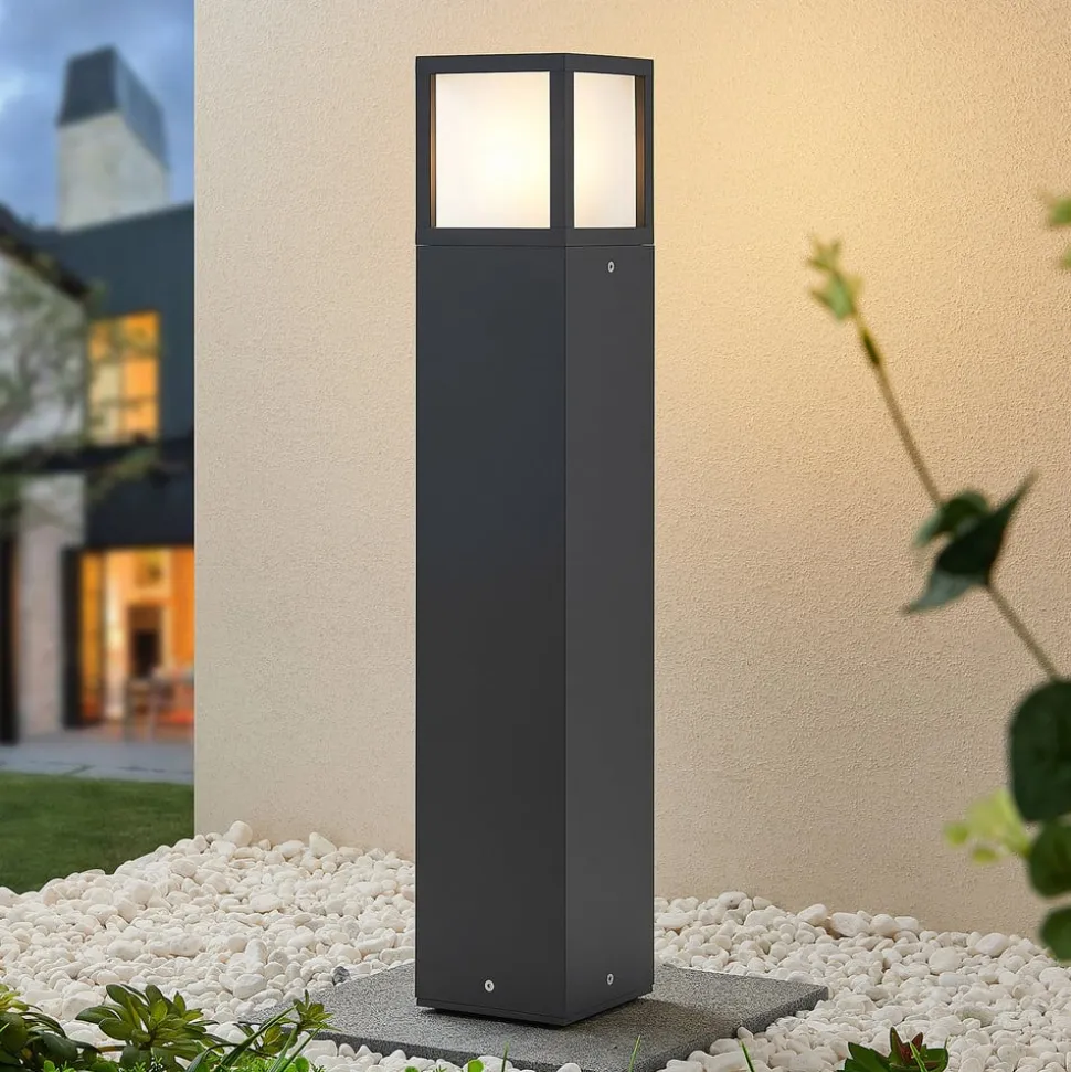 Lucande Dewari vejlampe, E27, 65 cm, mørkegrå, IP54