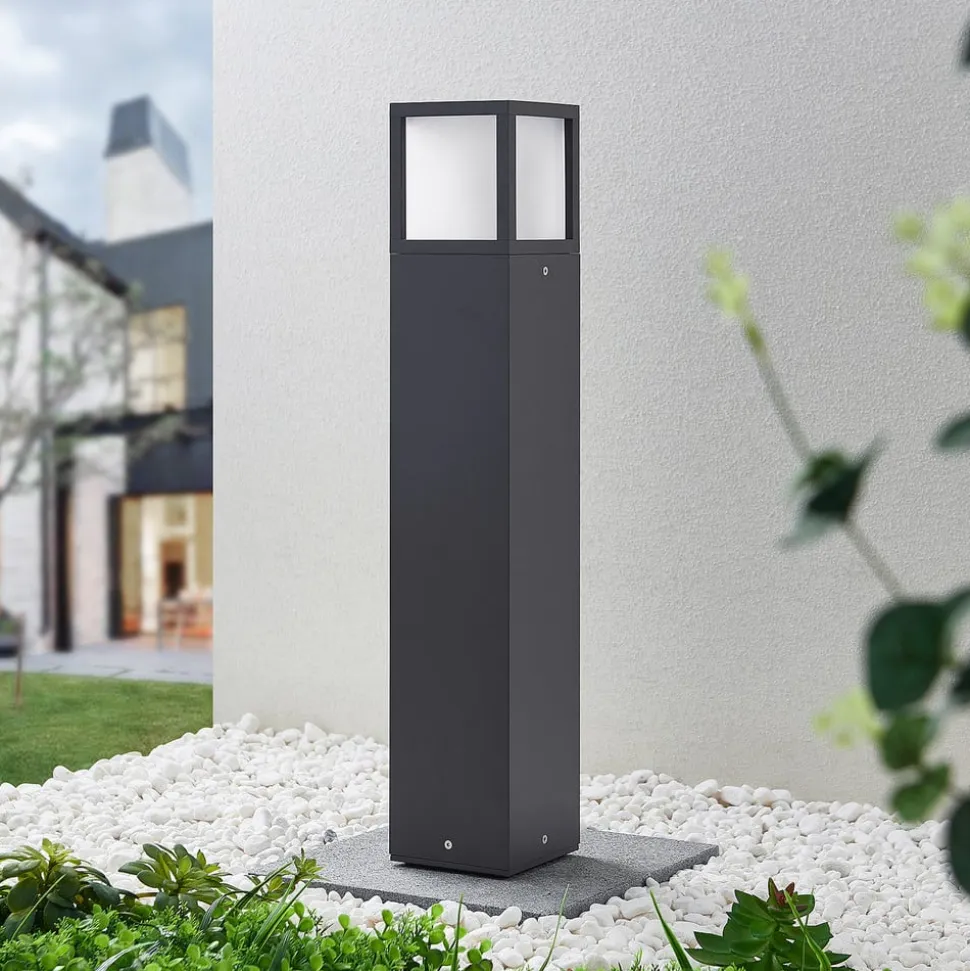 Lucande Dewari vejlampe, E27, 65 cm, mørkegrå, IP54