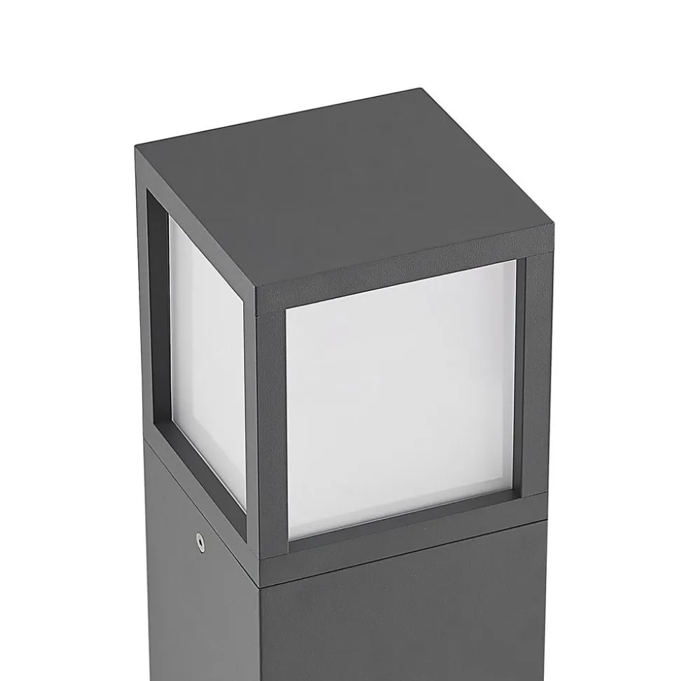 Lucande Dewari vejlampe, E27, 65 cm, mørkegrå, IP54