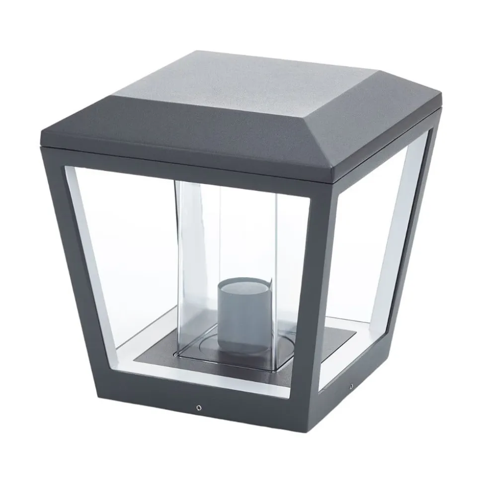Lucande Dunia sokkellampe, antracit, metal, 24 cm, IP54