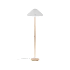 Lucande Ellorin gulvlampe, hvid, træ, Ø 47,5 cm, E27
