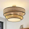 Lucande Elowen loftlampe, Ø 56 cm, rattan, bambus