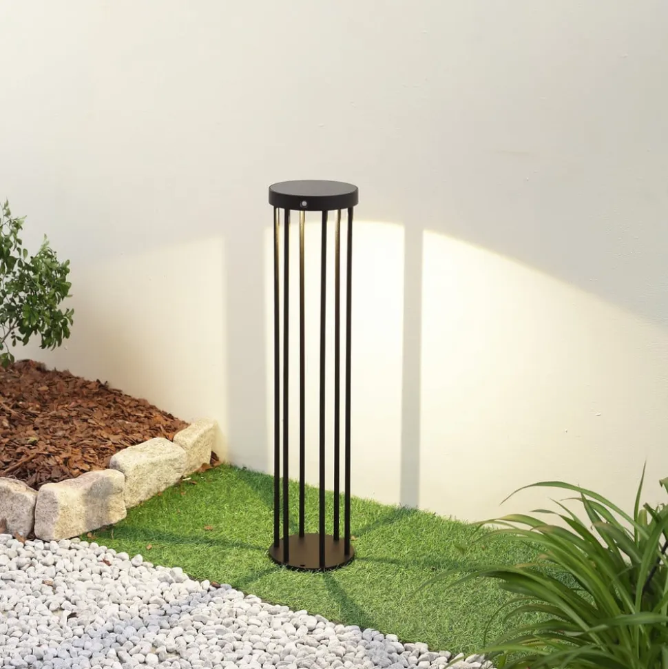 Lucande Evelis LED-vejlampe, sort, aluminium, sensor