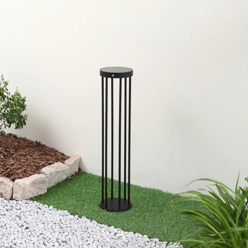 Lucande Evelis LED-vejlampe, sort, aluminium, sensor