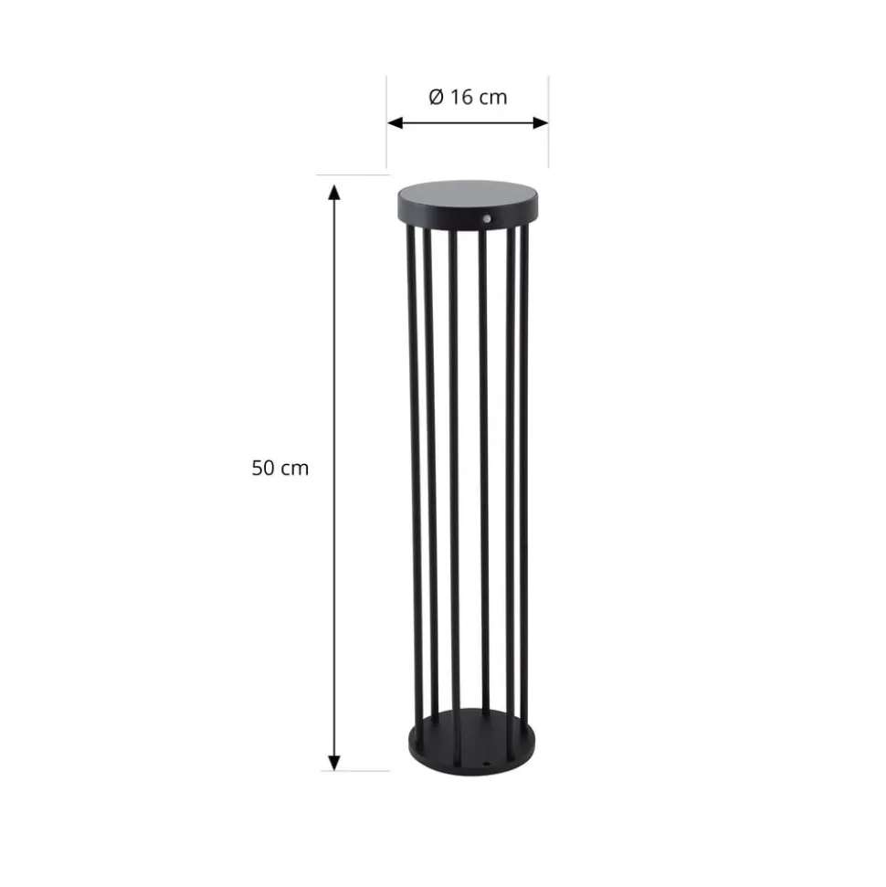 Lucande Evelis LED-vejlampe, sort, aluminium, sensor