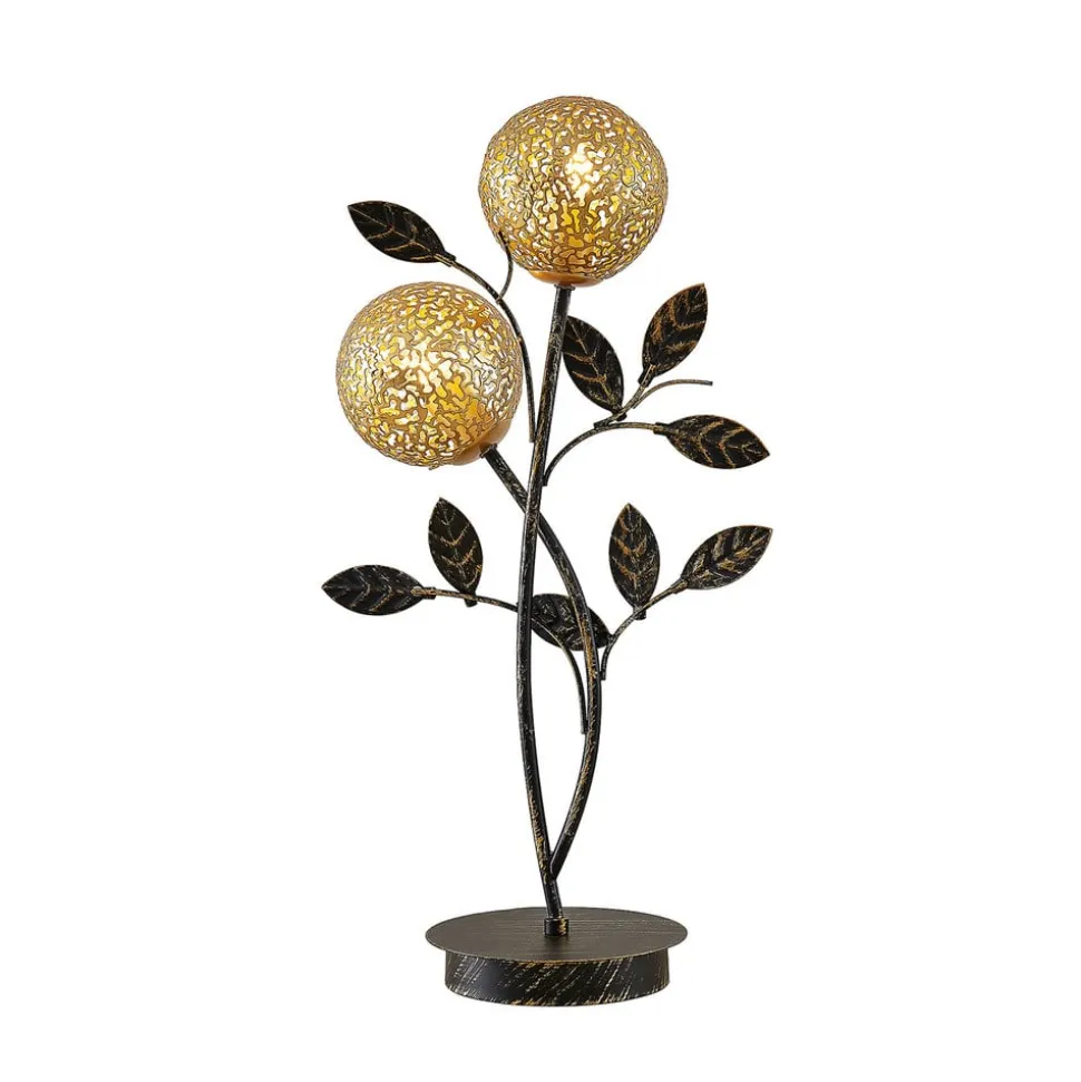 Lucande Evory bordlampe, 48 cm, 2 lyskilder, sort/guld, G9