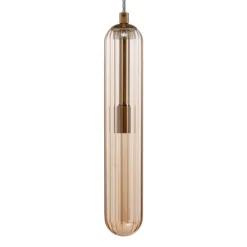 Lucande Freylin pendel, 1-lys, rav, glas, 6 cm