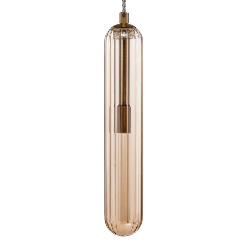 Lucande Freylin pendel, 1-lys, rav, glas, 6 cm