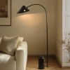 Lucande gulvlampe Alviero, 157 cm, sort, metal, marmor