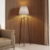 Lucande gulvlampe Amona, sort, tekstil, 150 cm, trefod