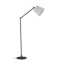 Lucande gulvlampe Caelia, sort, tekstil, justerbar