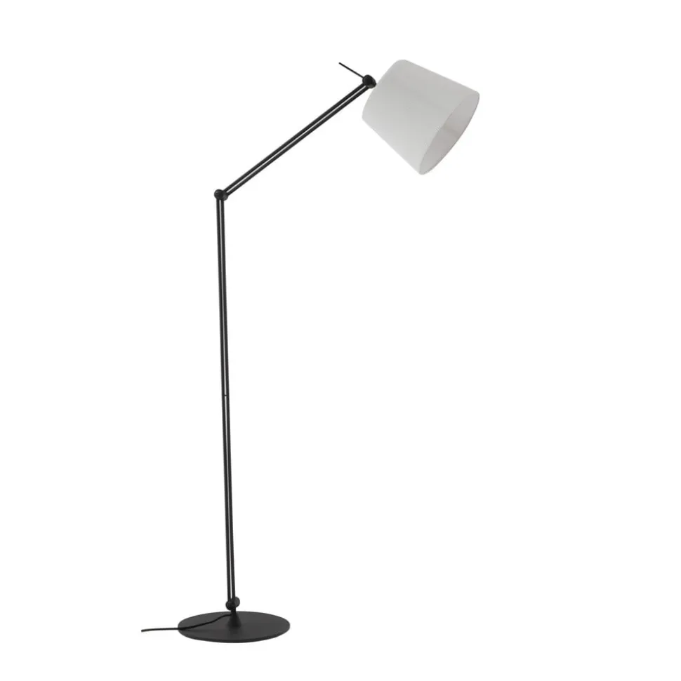 Lucande gulvlampe Caelia, sort, tekstil, justerbar