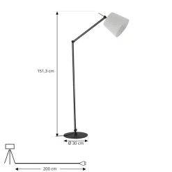 Lucande gulvlampe Caelia, sort, tekstil, justerbar