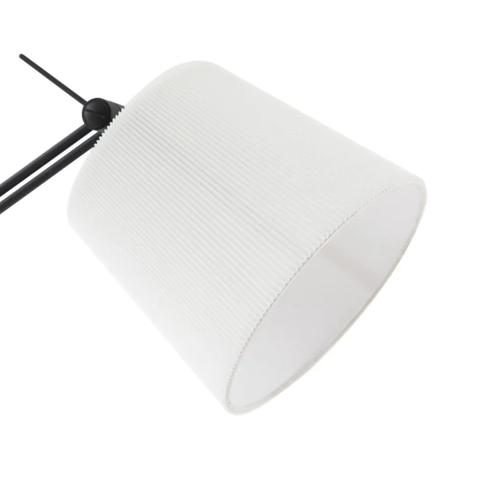 Lucande gulvlampe Caelia, sort, tekstil, justerbar