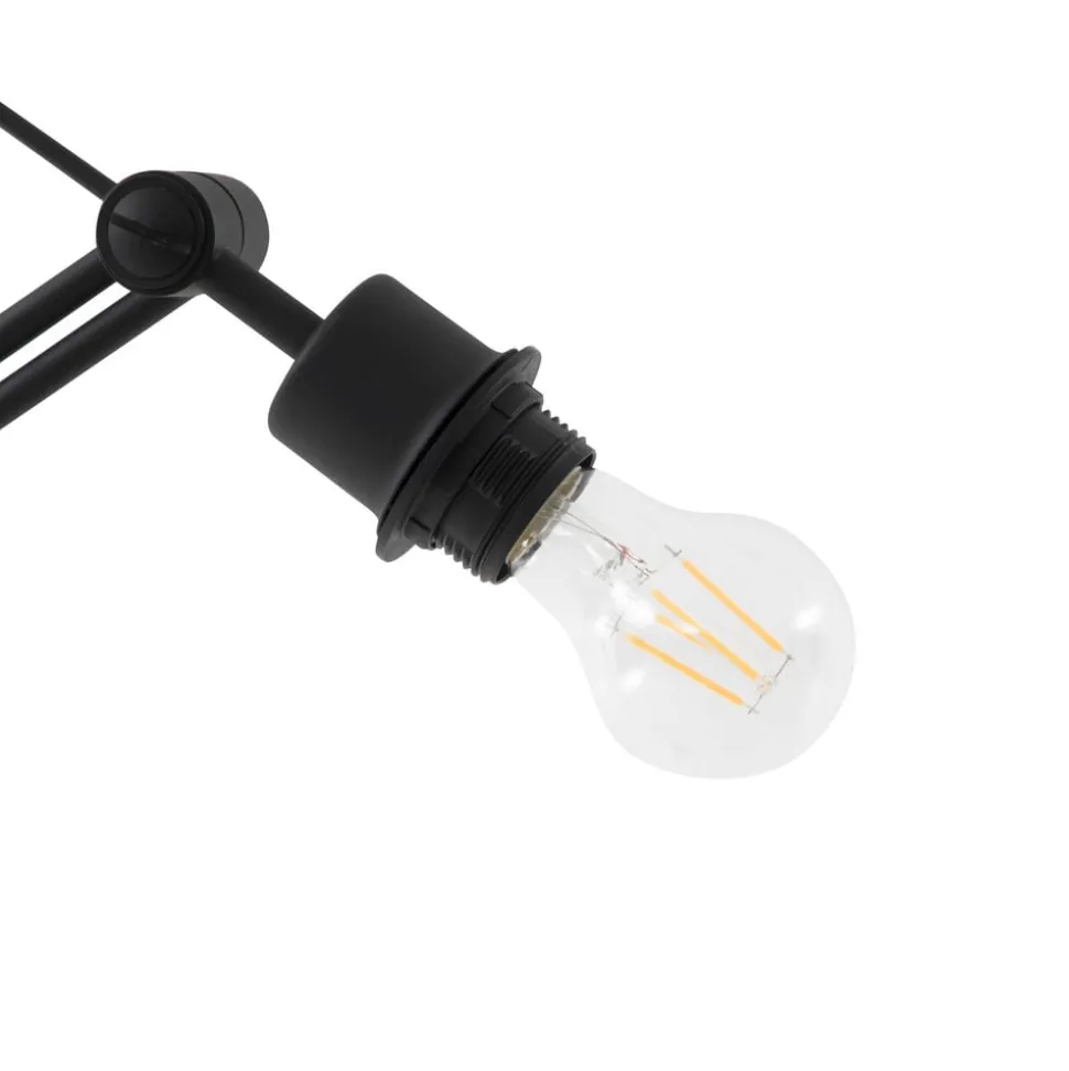 Lucande gulvlampe Caelia, sort, tekstil, justerbar