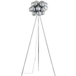 Lucande Gulvlampe Diborah, røggrå, glas, 150 cm, G9
