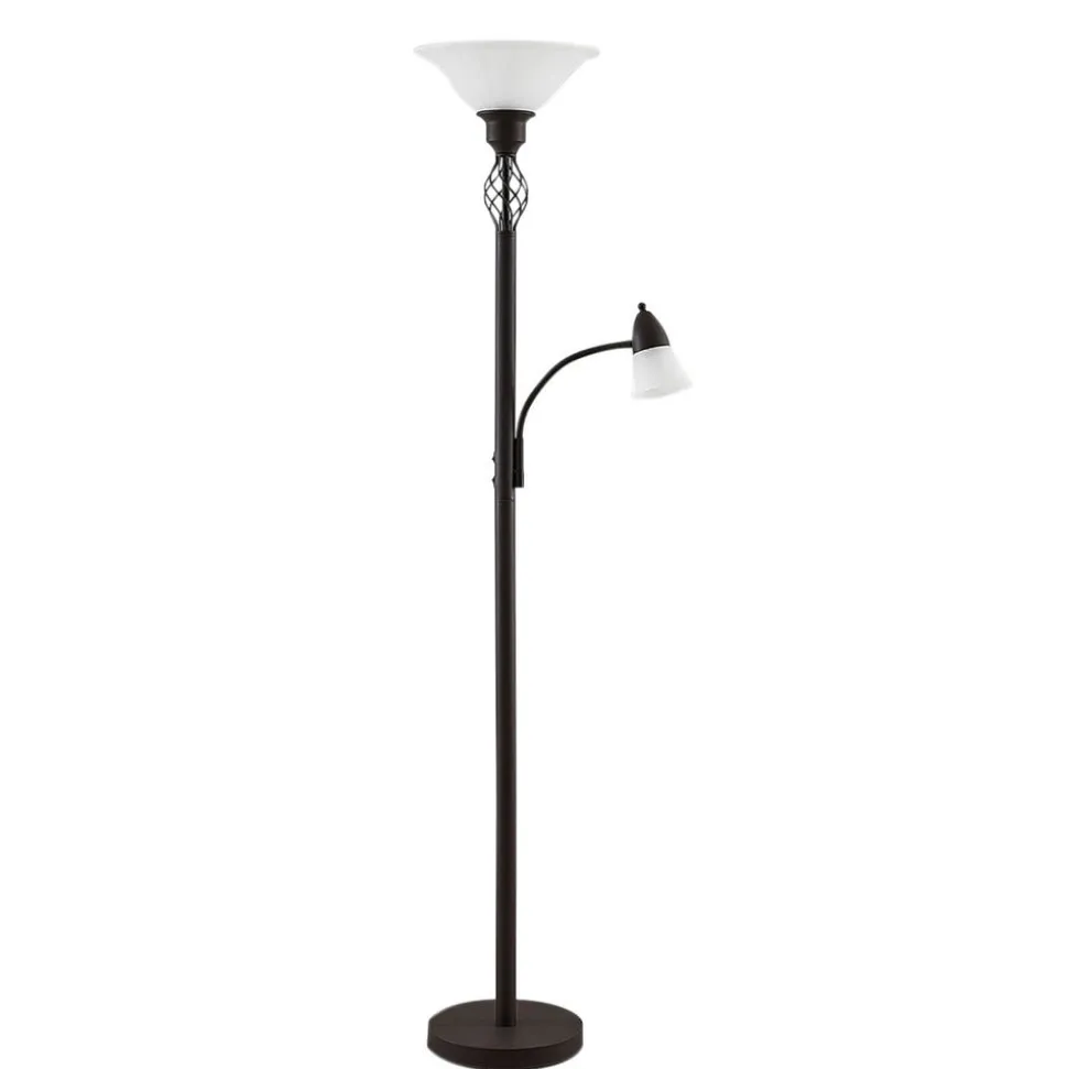 Lucande Gulvlampe Dunja, hvid/rust, metal, læselampe