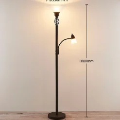 Lucande Gulvlampe Dunja, hvid/rust, metal, læselampe