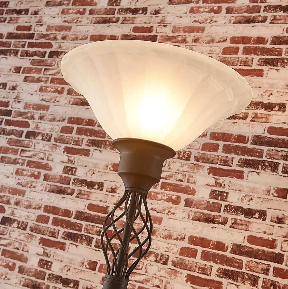 Lucande Gulvlampe Dunja, hvid/rust, metal, læselampe