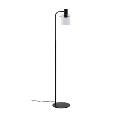 Lucande gulvlampe Eirian, sort, glas, 150 cm høj, E27