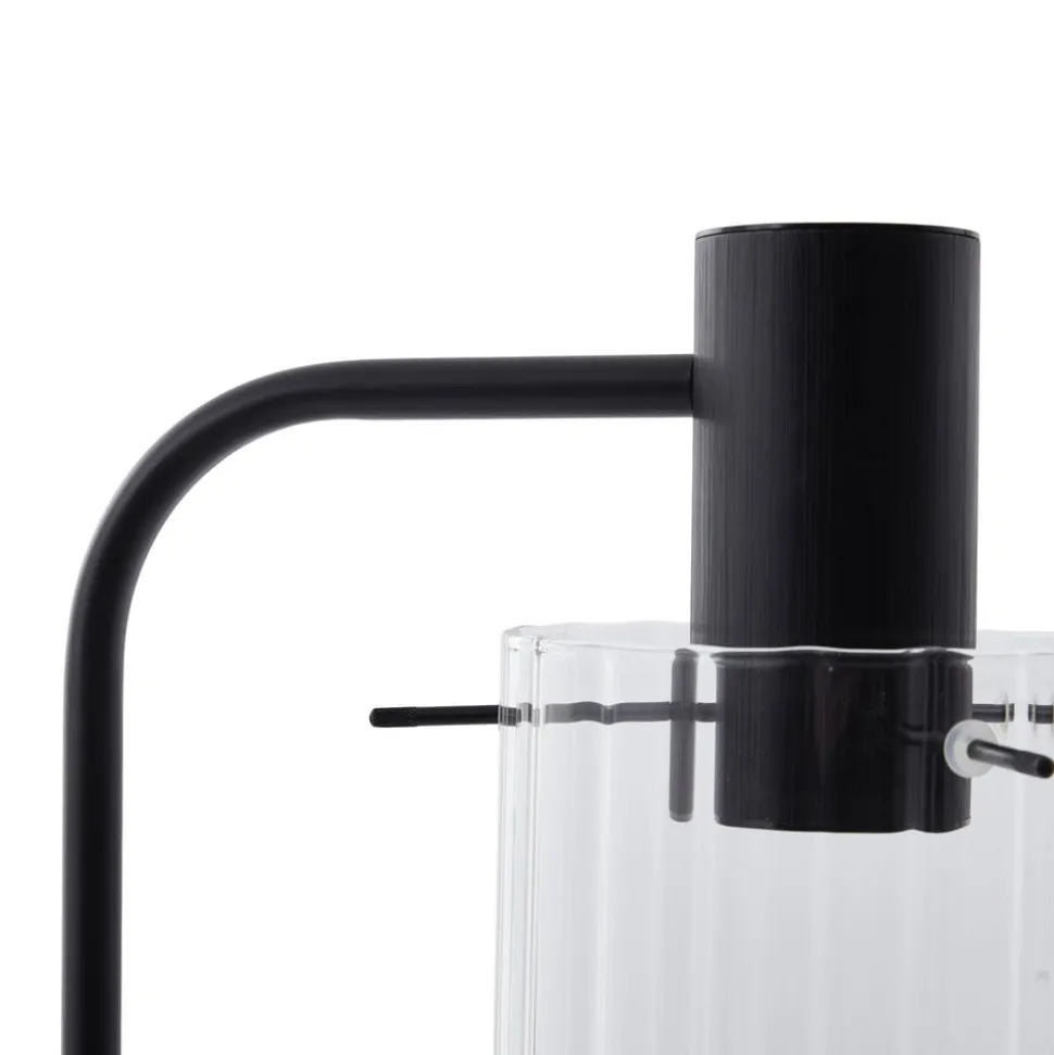 Lucande gulvlampe Eirian, sort, glas, 150 cm høj, E27