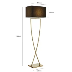 Lucande gulvlampe Evaine, messing/sort, 155 cm, E27