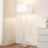 Lucande gulvlampe Evaine, krom/hvid, metal, 157 cm, E27