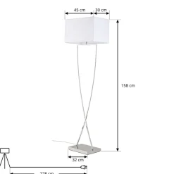Lucande gulvlampe Evaine, krom/hvid, metal, 157 cm, E27