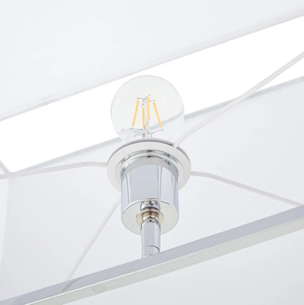 Lucande gulvlampe Evaine, krom/hvid, metal, 157 cm, E27