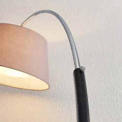 Lucande gulvlampe Evelyna, grå/sort, metal, 192 cm
