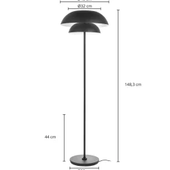 Lucande gulvlampe Kellina, 151 cm, sort, metal, E27