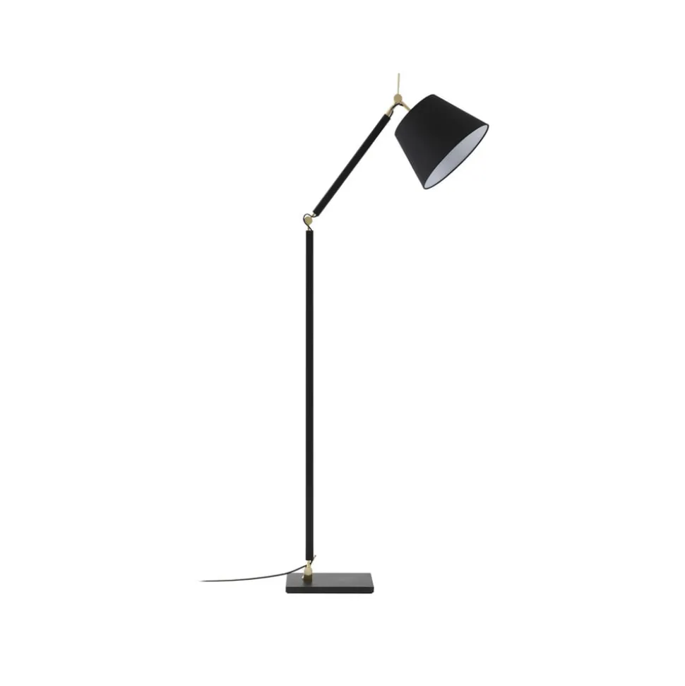Lucande gulvlampe Marvaine, sort/guldfarvet, justerbar