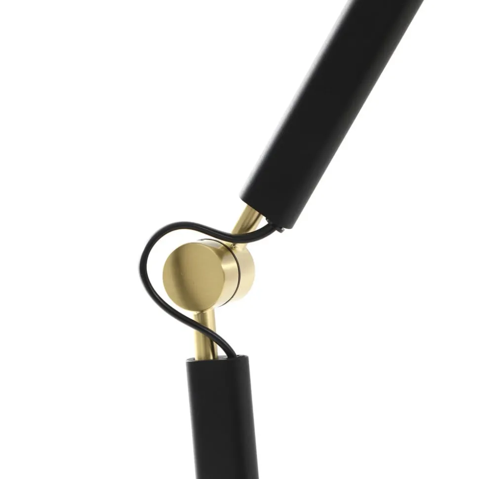 Lucande gulvlampe Marvaine, sort/guldfarvet, justerbar