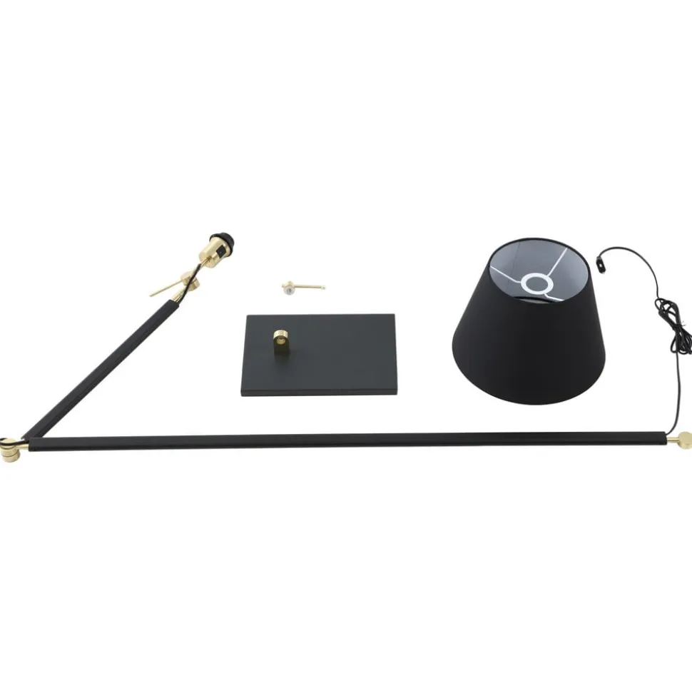 Lucande gulvlampe Marvaine, sort/guldfarvet, justerbar