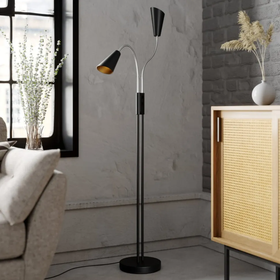 Lucande gulvlampe Medira, sort, 2 lyskilder, justerbar, GU10