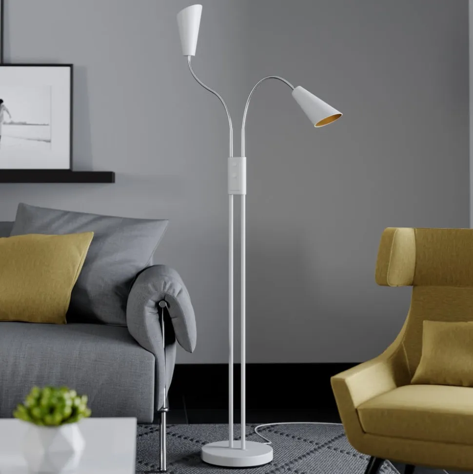 Lucande gulvlampe Medira, hvid, 2 lyskilder, justerbar, GU10