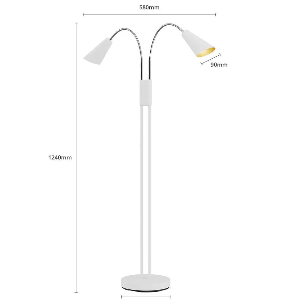 Lucande gulvlampe Medira, hvid, 2 lyskilder, justerbar, GU10