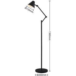 Lucande gulvlampe Phina, sort/hvid, justerbar, E27