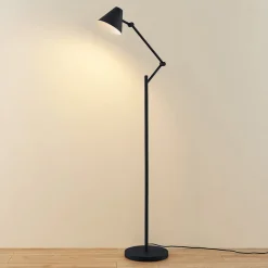 Lucande gulvlampe Phina, sort/hvid, justerbar, E27