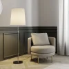Lucande gulvlampe Pordis, 155 cm, krom, hvid, metal, tekstil