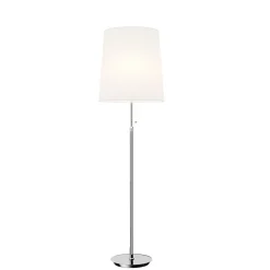 Lucande gulvlampe Pordis, 155 cm, krom, hvid, metal, tekstil