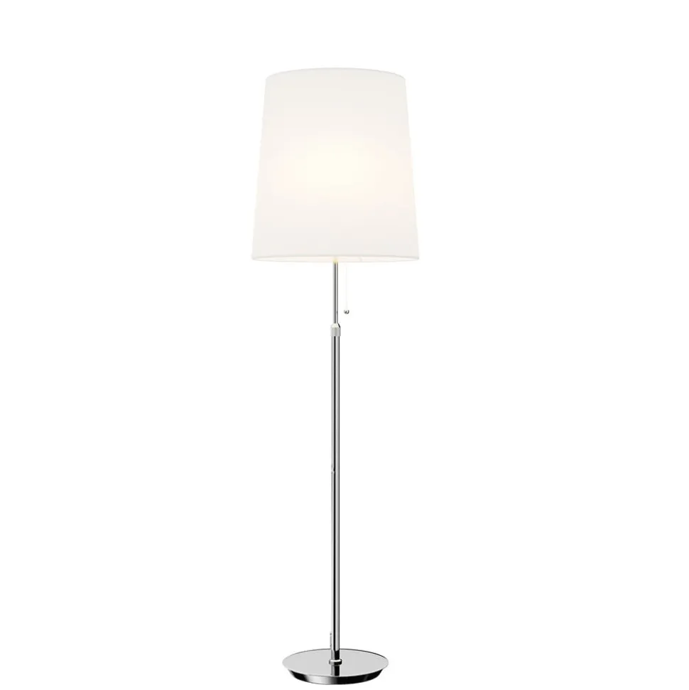 Lucande gulvlampe Pordis, 155 cm, krom, hvid, metal, tekstil