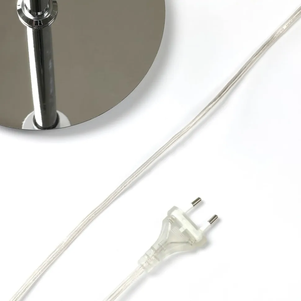 Lucande gulvlampe Pordis, 155 cm, krom, hvid, metal, tekstil