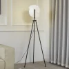 Lucande Helva gulvlampe, 150 cm, hvid/sort, drejelig