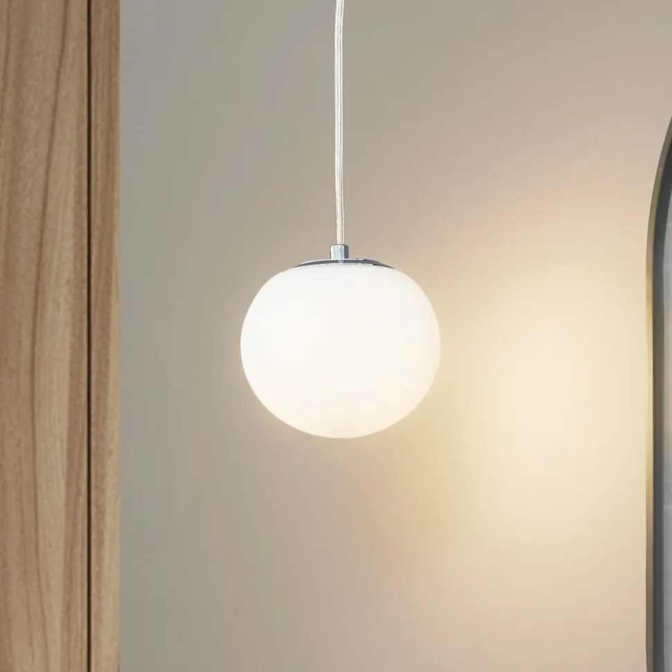 Lucande hængelampe Bidolo, kromfarvet, glas, Ø 15 cm, IP44