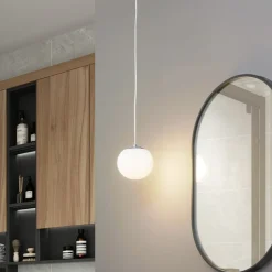Lucande hængelampe Bidolo, kromfarvet, glas, Ø 15 cm, IP44