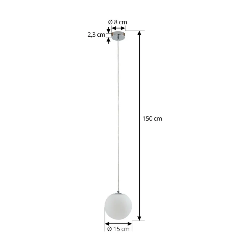 Lucande hængelampe Bidolo, kromfarvet, glas, Ø 15 cm, IP44